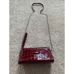 Faux Croc Leather Red Shoulder Bag W Detachable Strap & Wristlet Just Solutions‎